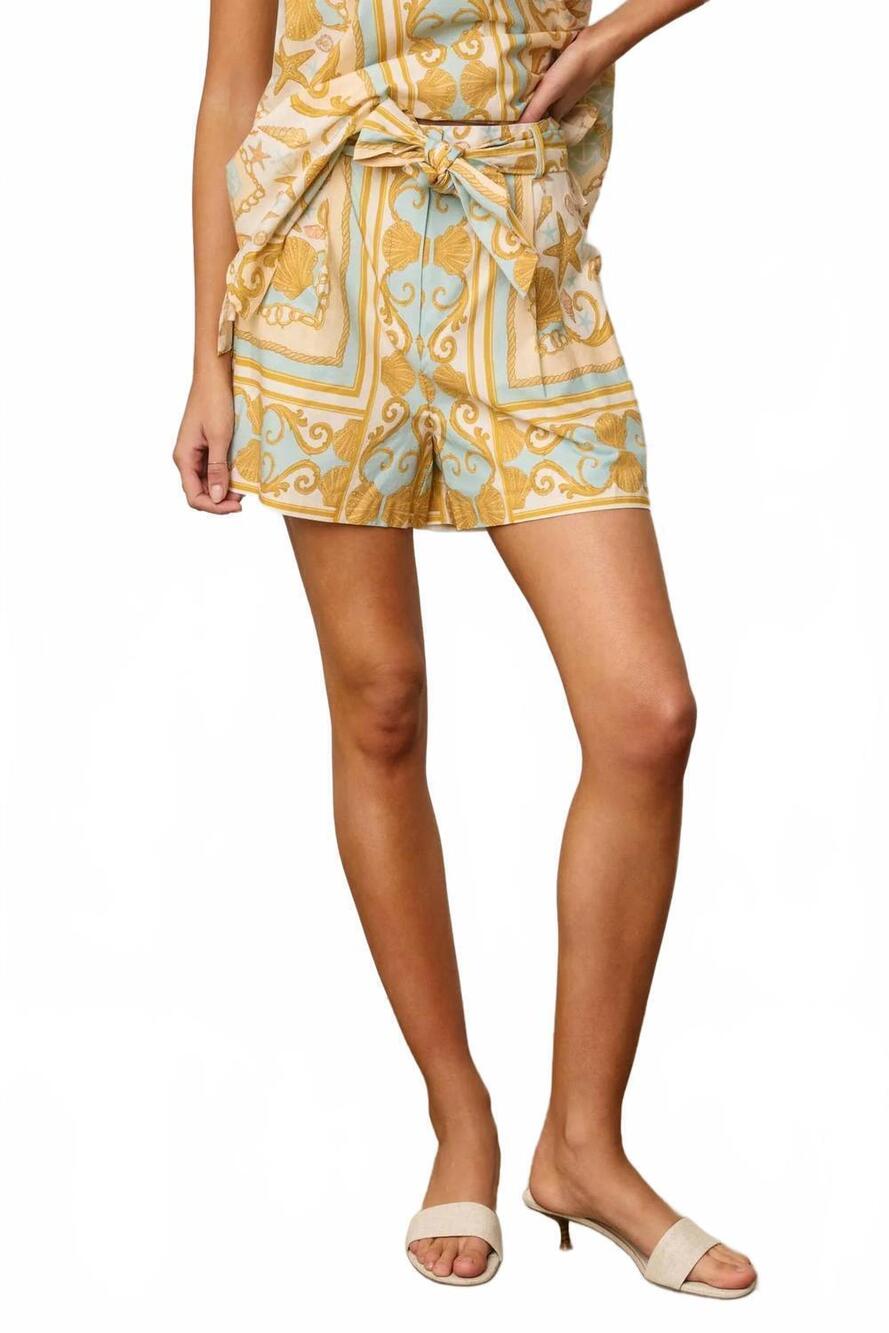 NEW DRESS FORUM ocean heirloom belted shorts in ionian seashell